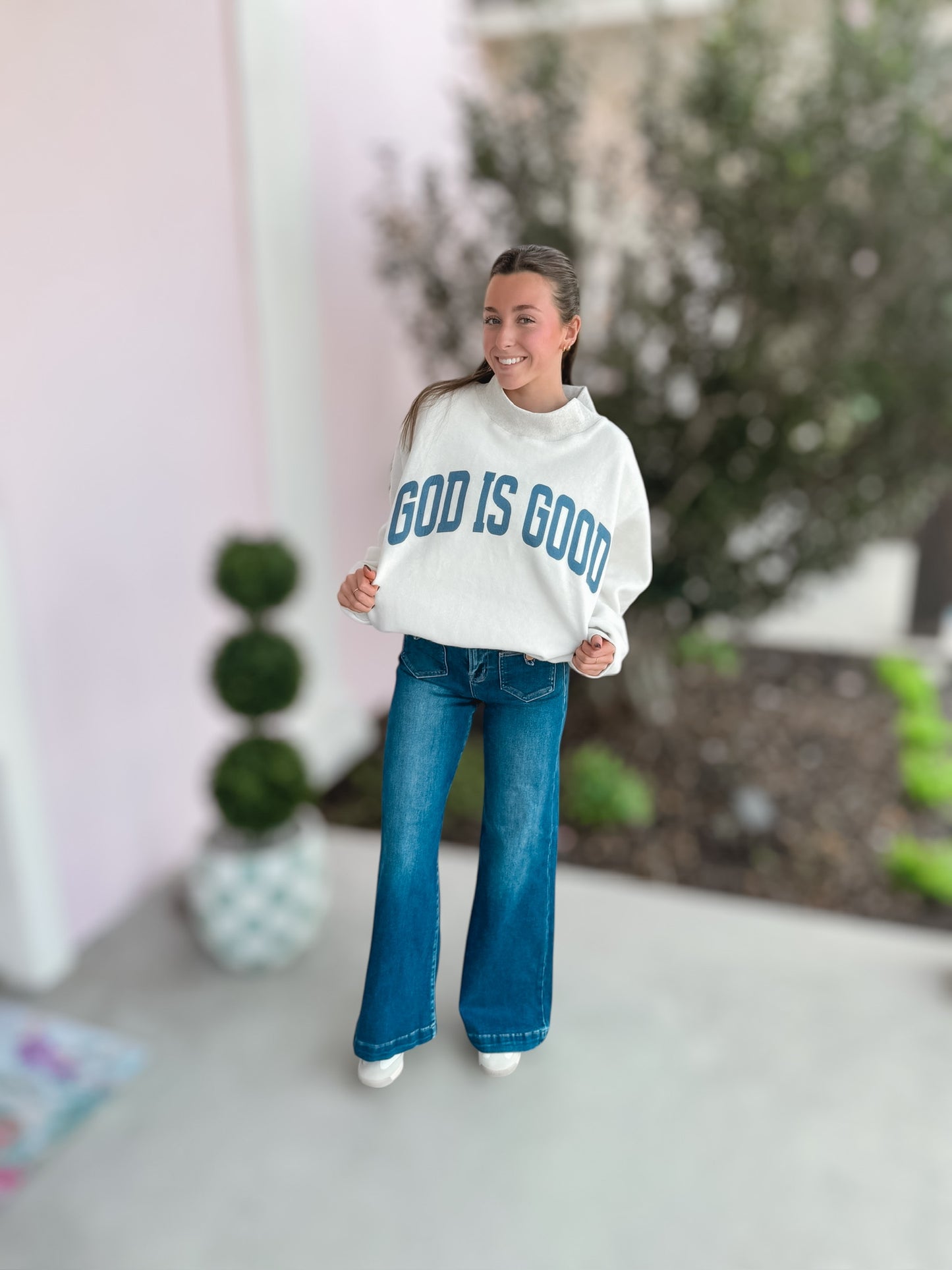 JESUS & GOD IS GOOD' Reversible Sweatshirt