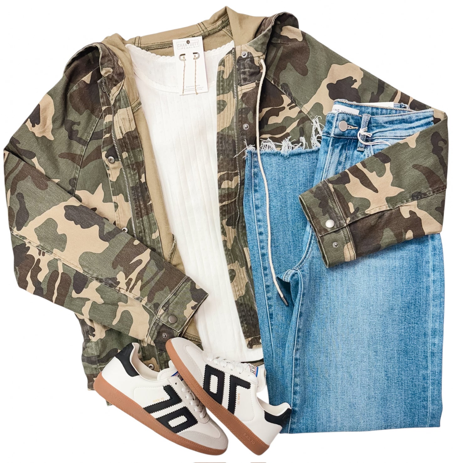 Camo Raglan Sleeve Jacket w/Hood
