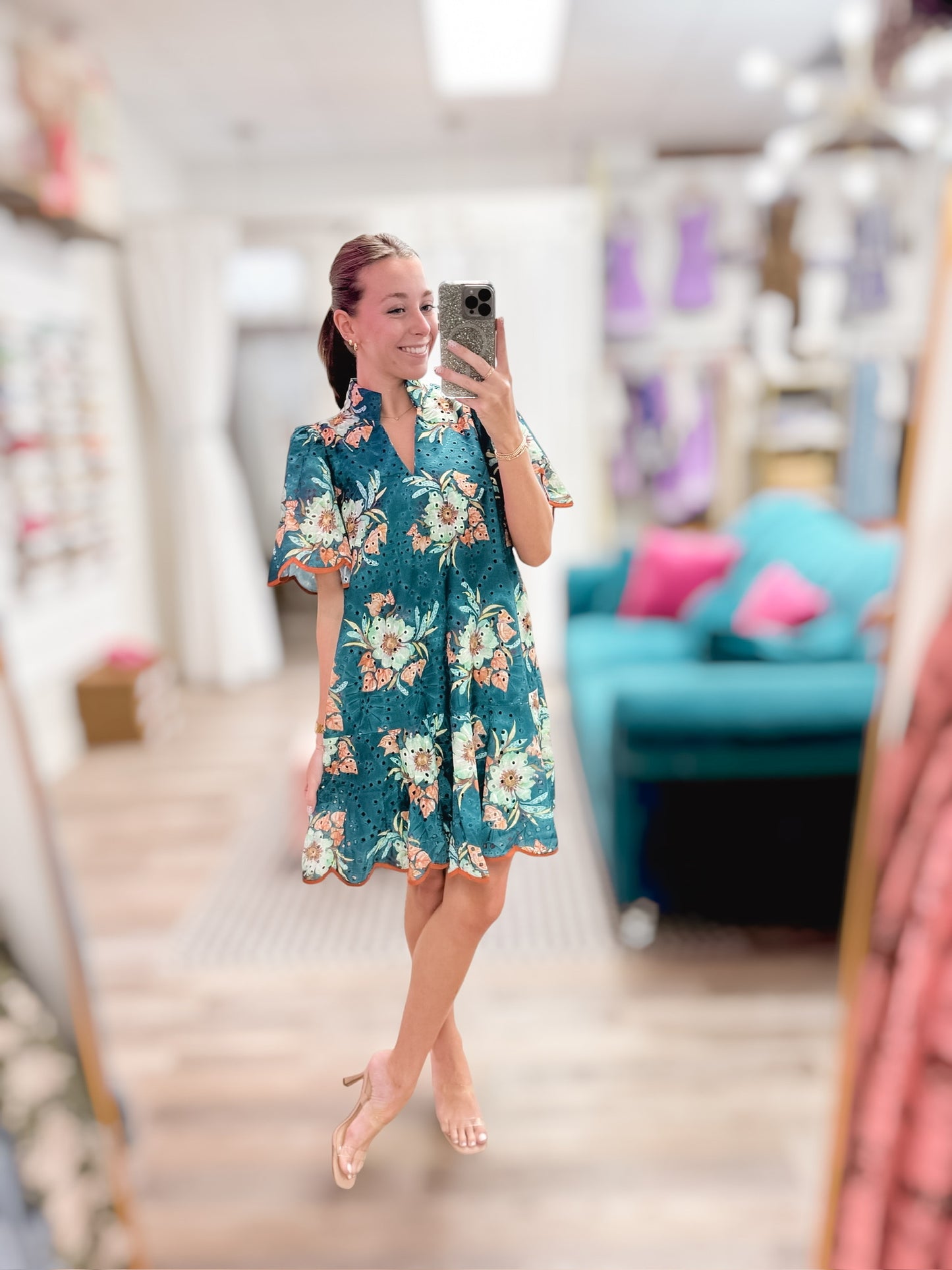 Willow Floral Teal Dress