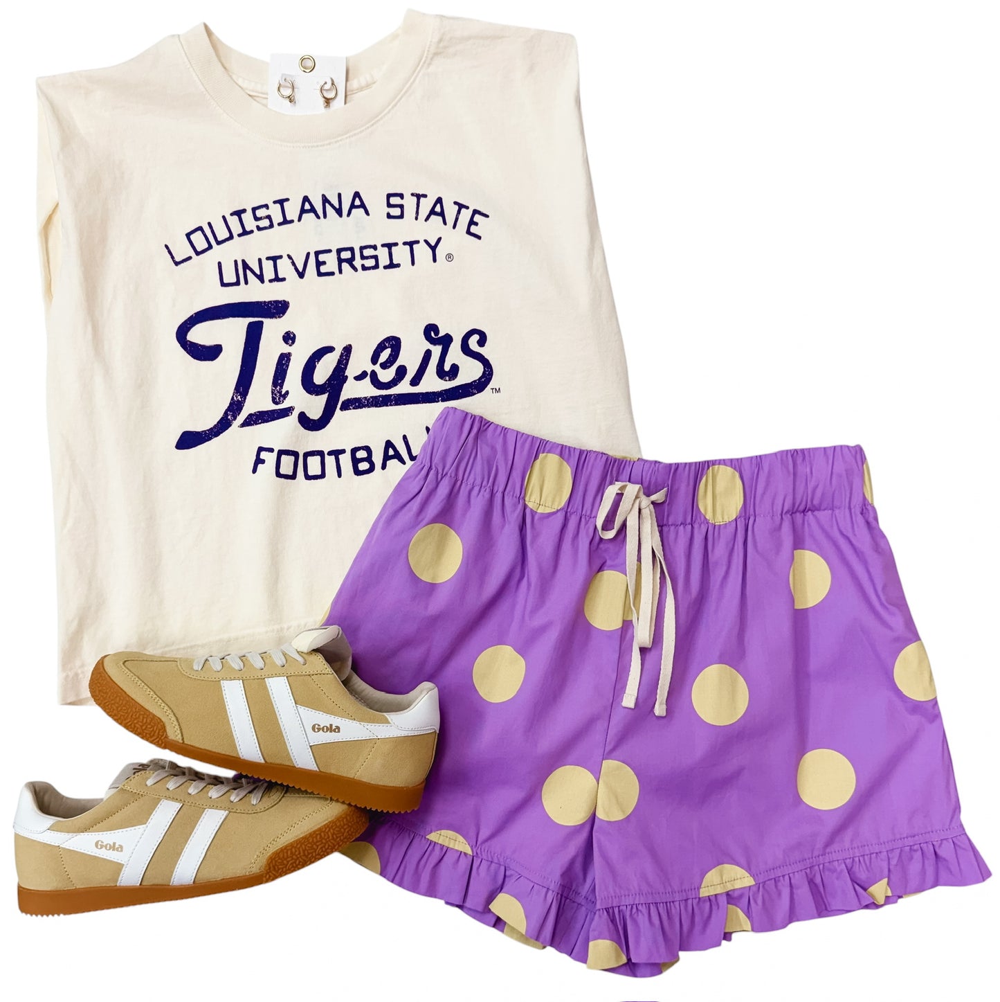 Gameday Ruffle Hem Polka Dot Shorts