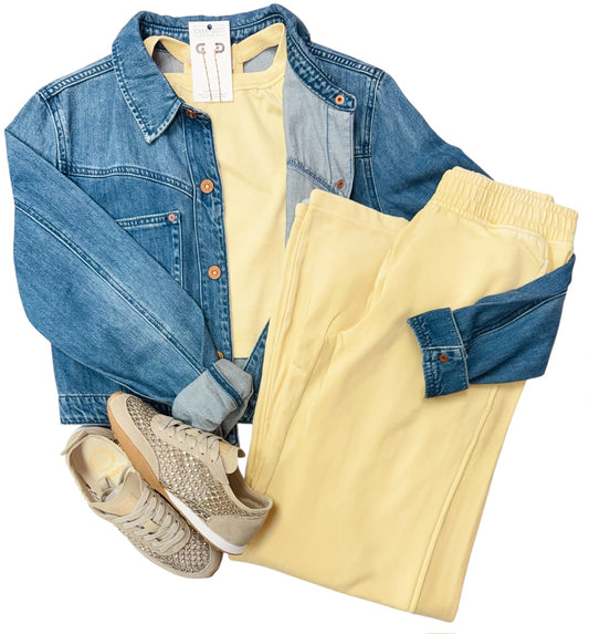 Sweet Corn Rib Tank & Wide Leg Pant Set