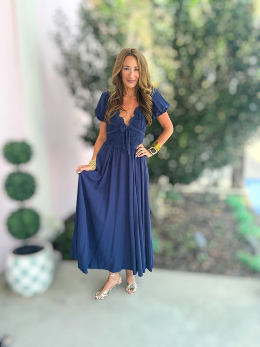 Navy Grace Lace Dress