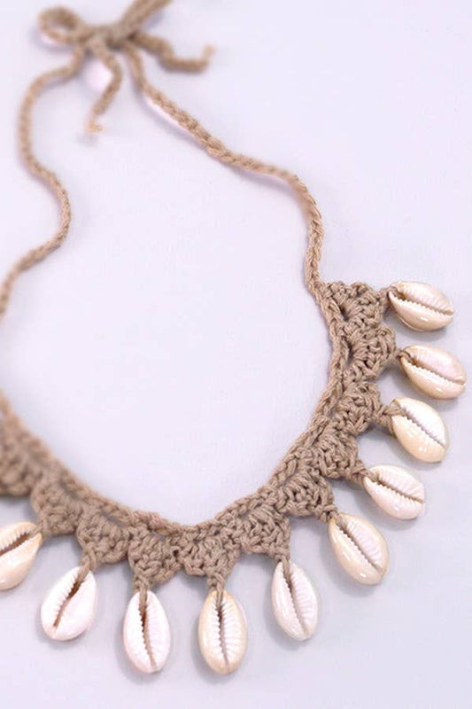 SUMMER BEACH PUKA SHELL WOVEN NECKLACE