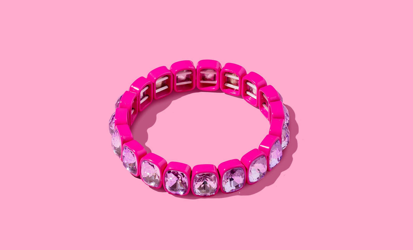 Enamel Stretch Bracelet - Square Gems - Layla - White