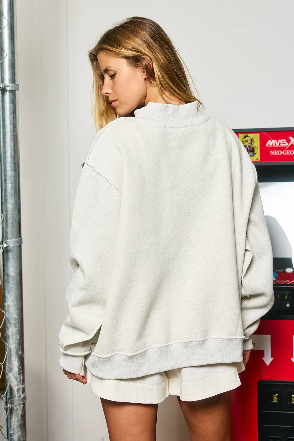 Pray Embroidered Heather Grey Mockneck