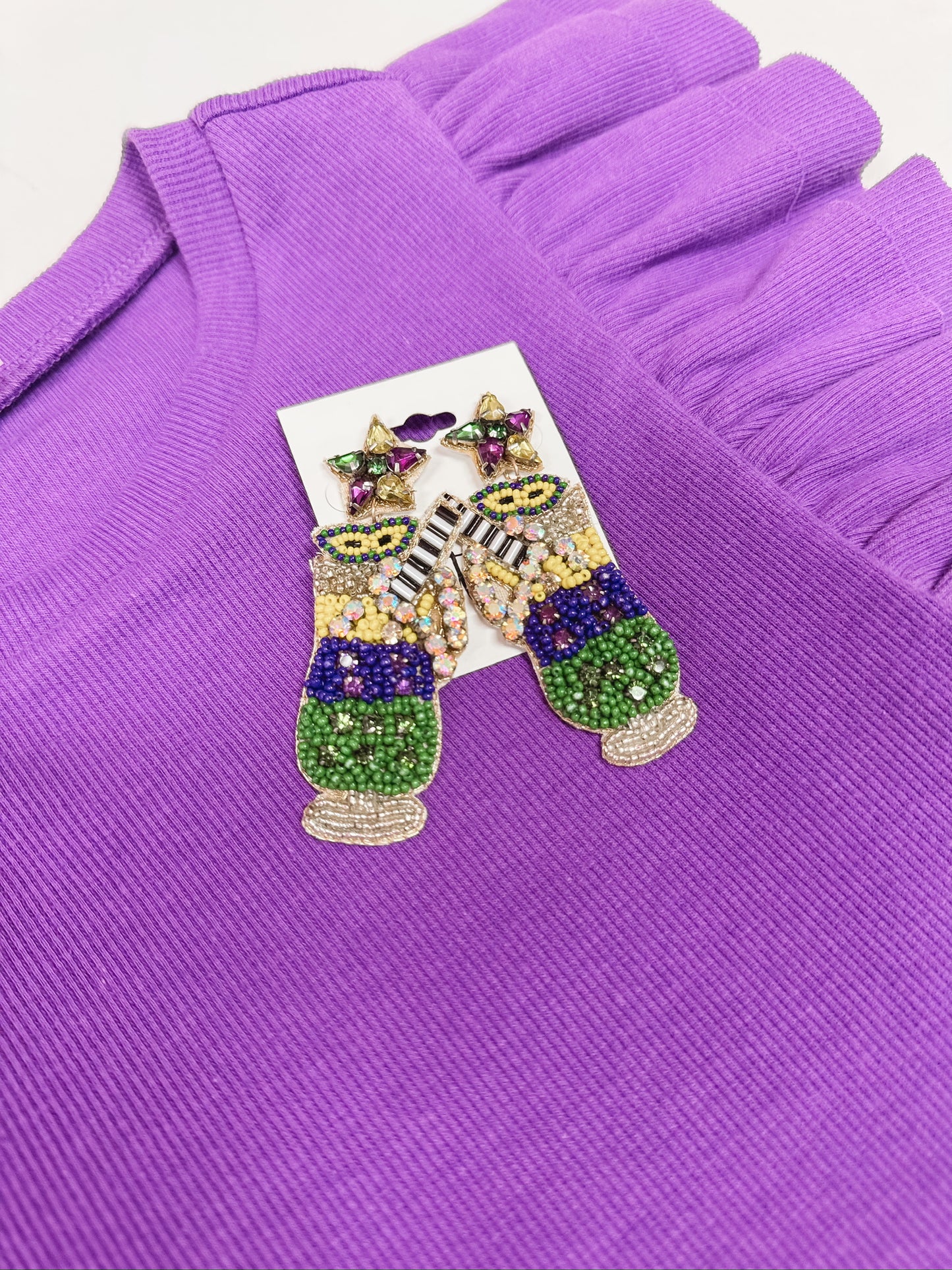 Jewel Purple Crop Ruffle Detail Top