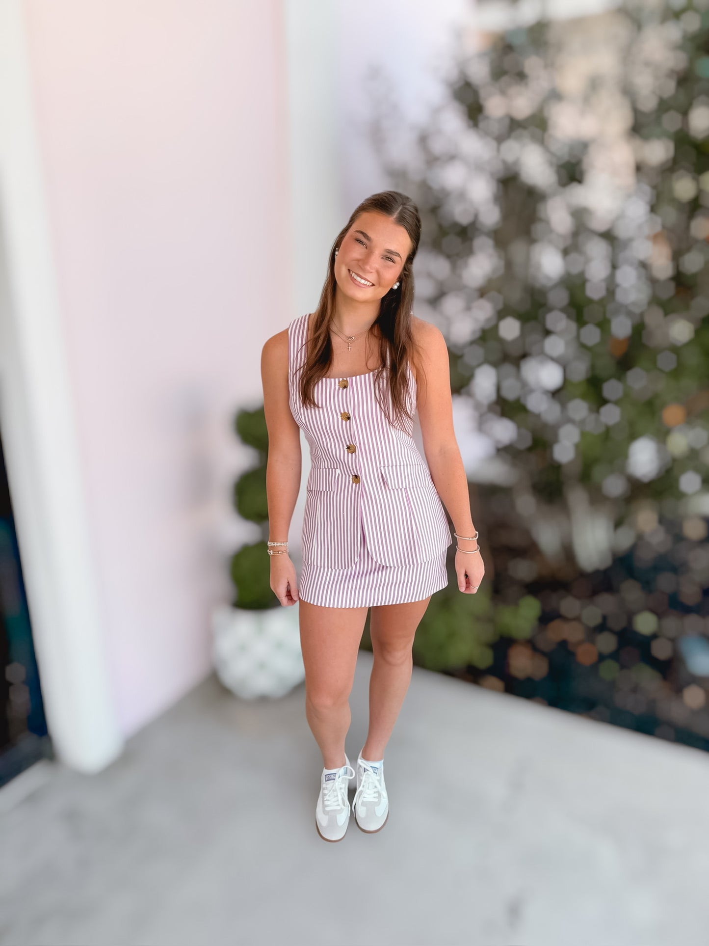 Sideline Purple Striped Romper