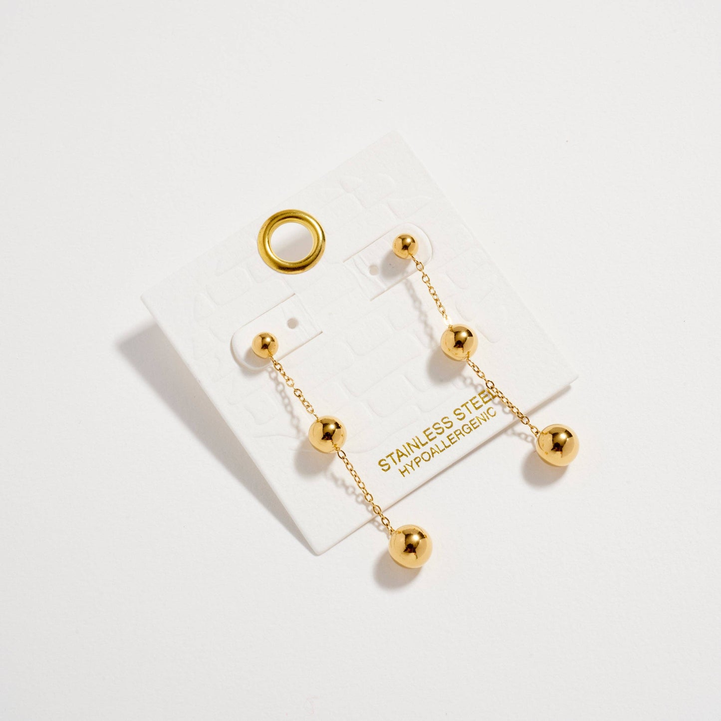 Stainless Steel Triple Ball Drop Earrings | Hypoallergenic & Tarnish Free