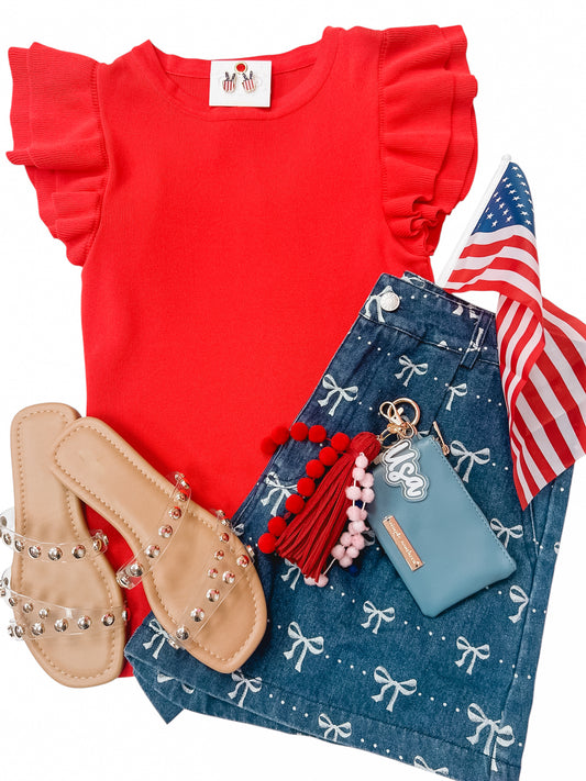 Bow Denim Shorts
