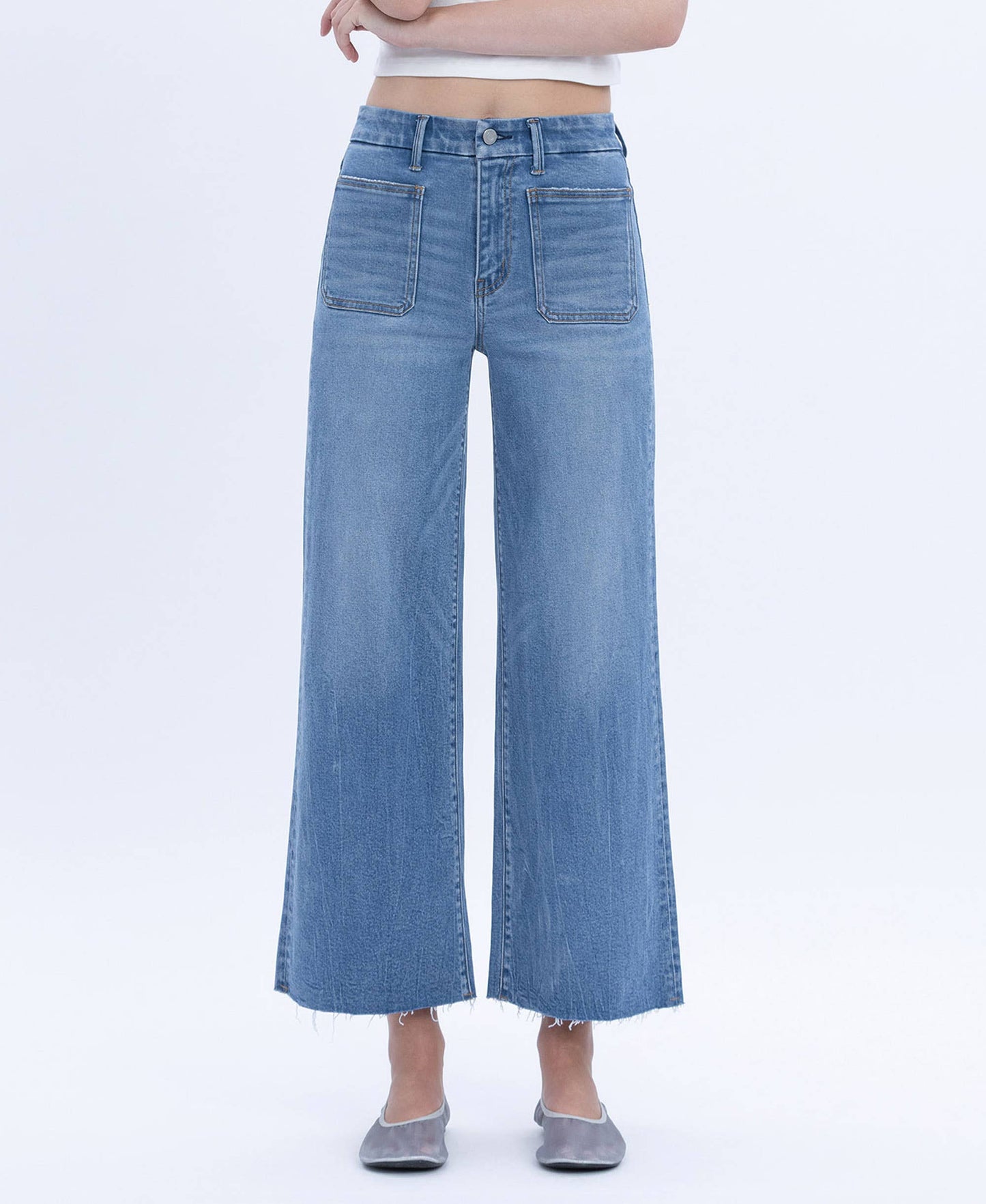 Serene HR Crop Wide Leg Denim