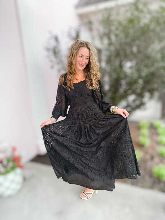 Take Me Back Black Lace Maxi Dress
