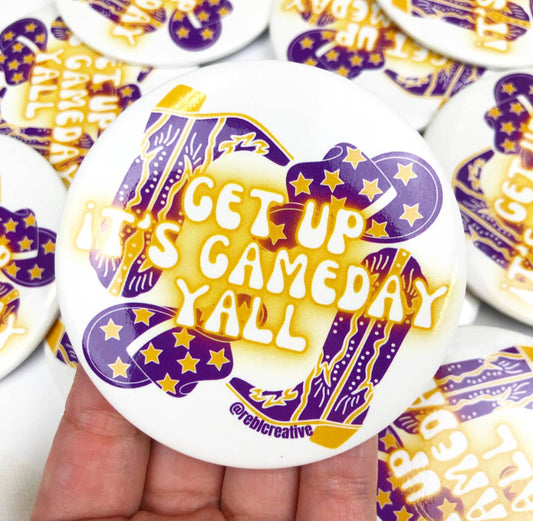 Get Up - Purple/Gold - Game Day Button