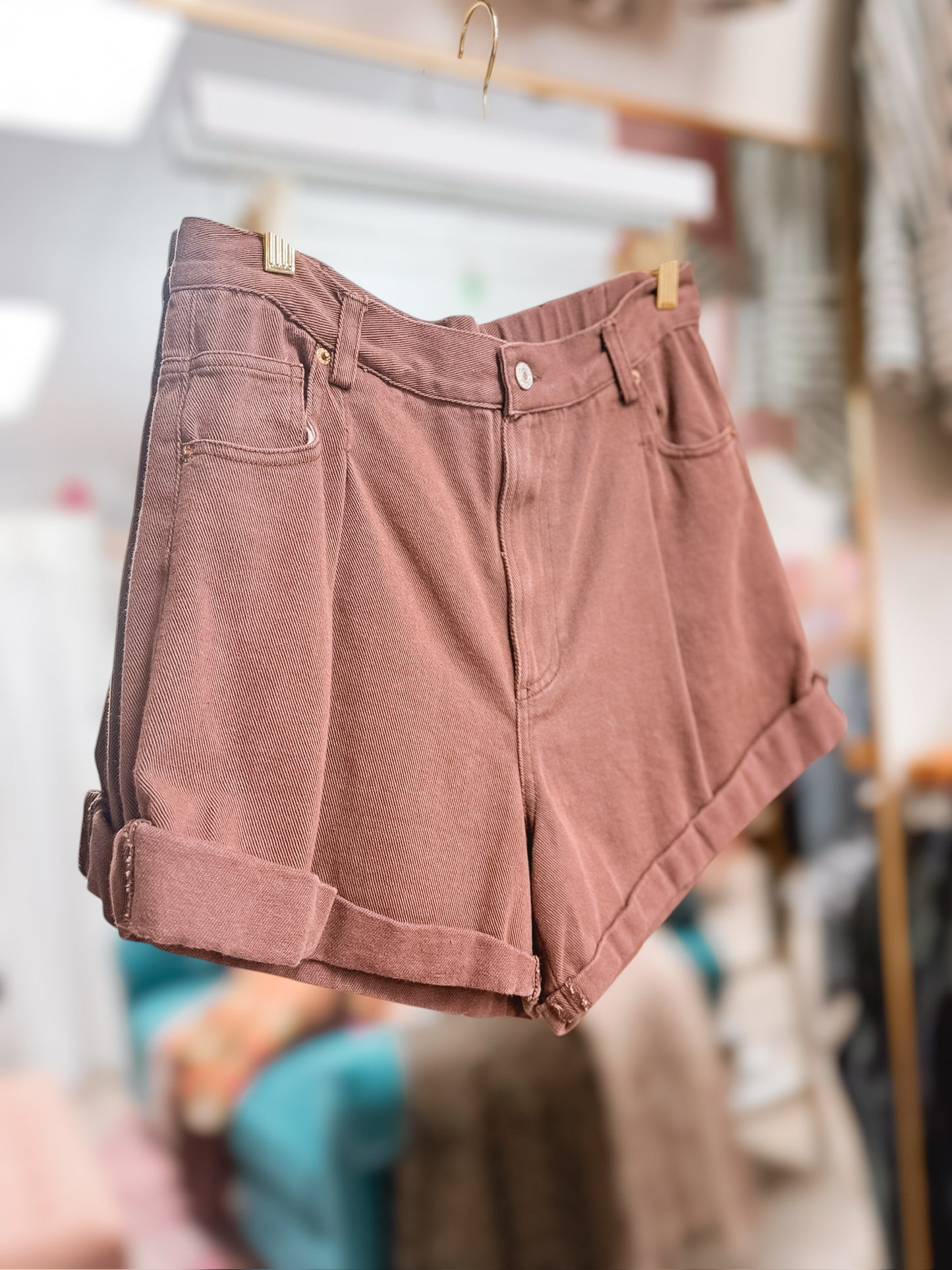 Roll With It Brown Twill Shorts