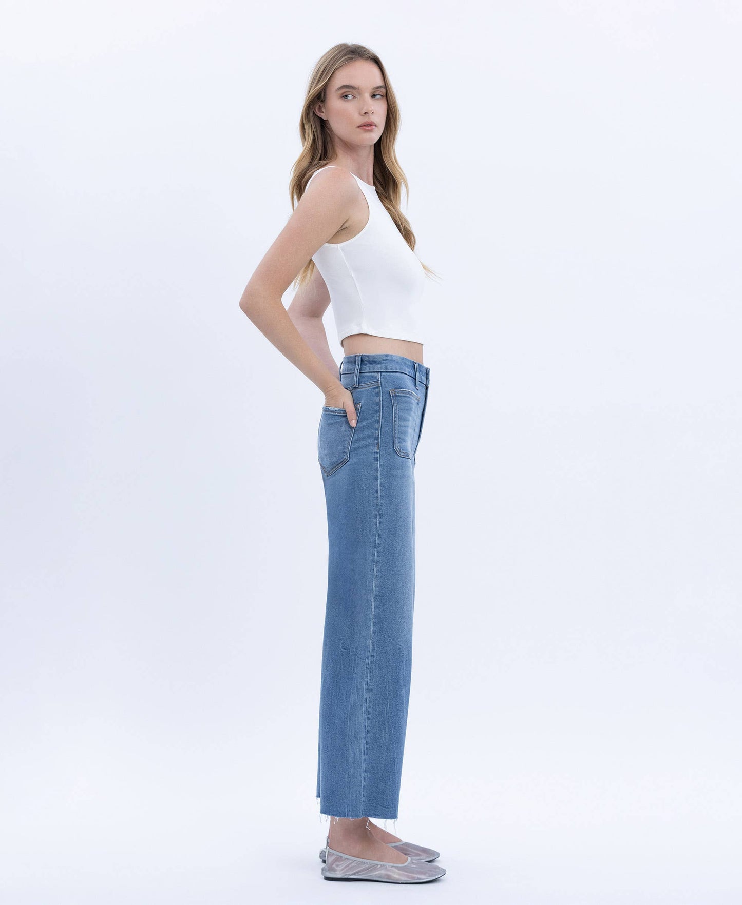 Serene HR Crop Wide Leg Denim