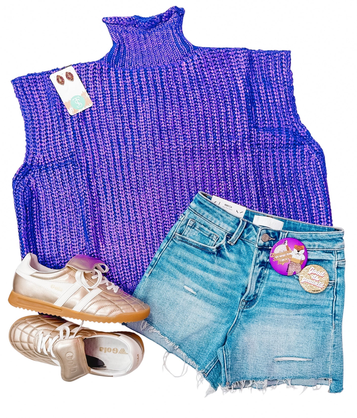 Lucky Purple Metallic Foil Sweater