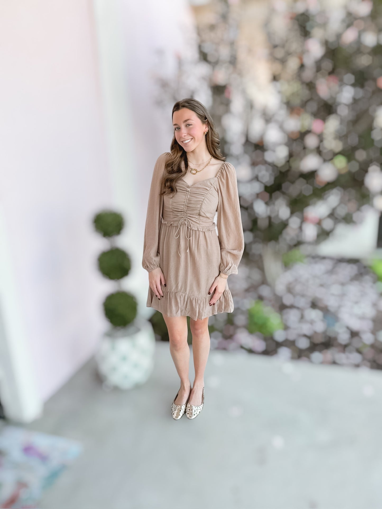 Taupe Ruching Dress