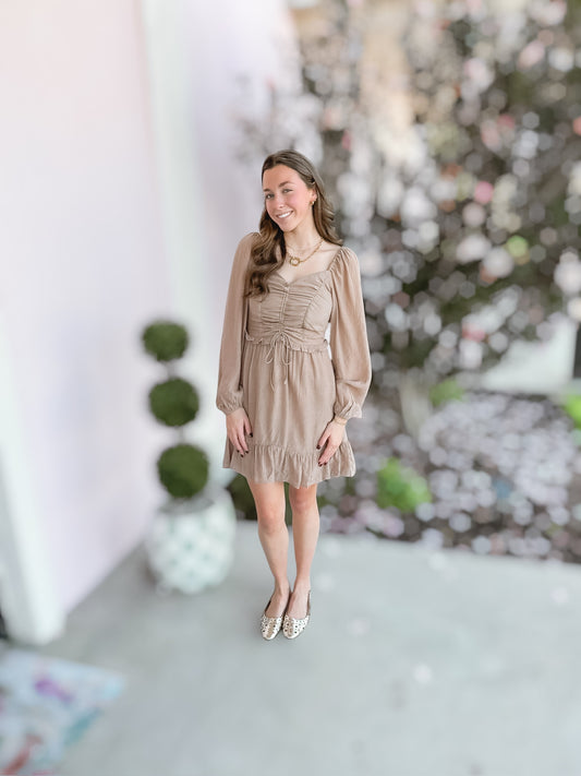 Taupe Ruching Dress