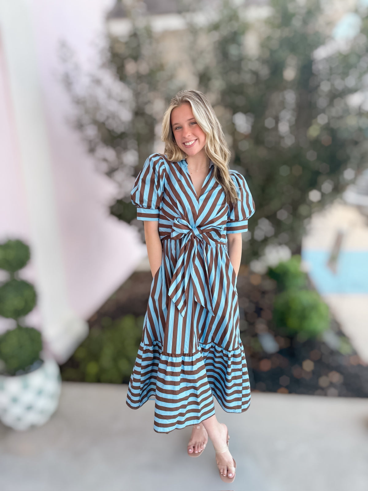Sugar Blue Striped Maxi Dress