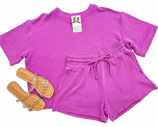 Beach Club Corded Short Set Purple
