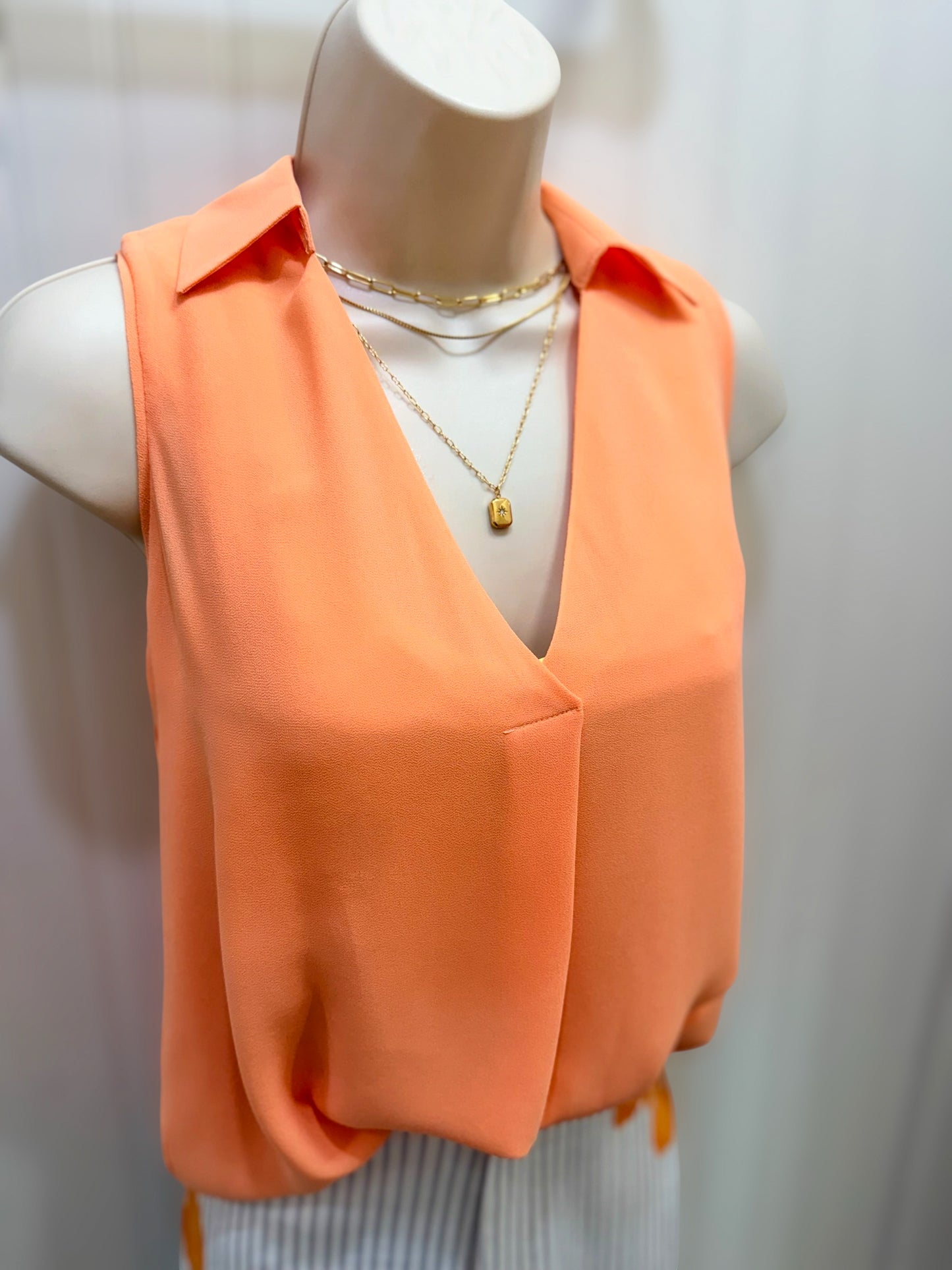 Peach Bellini Satin Blouse