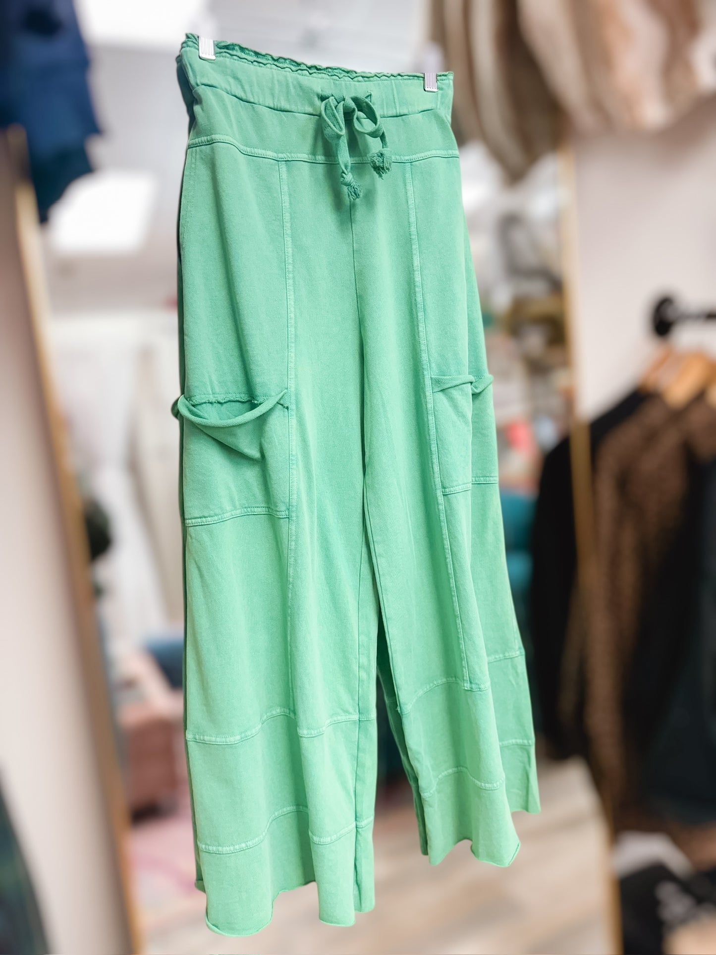 Evergreen Mineral Washed Terry Knit Pants