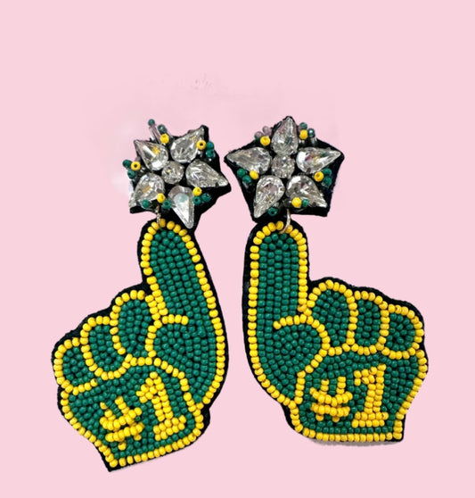 Wildcat #1 Fan Beaded Earrings