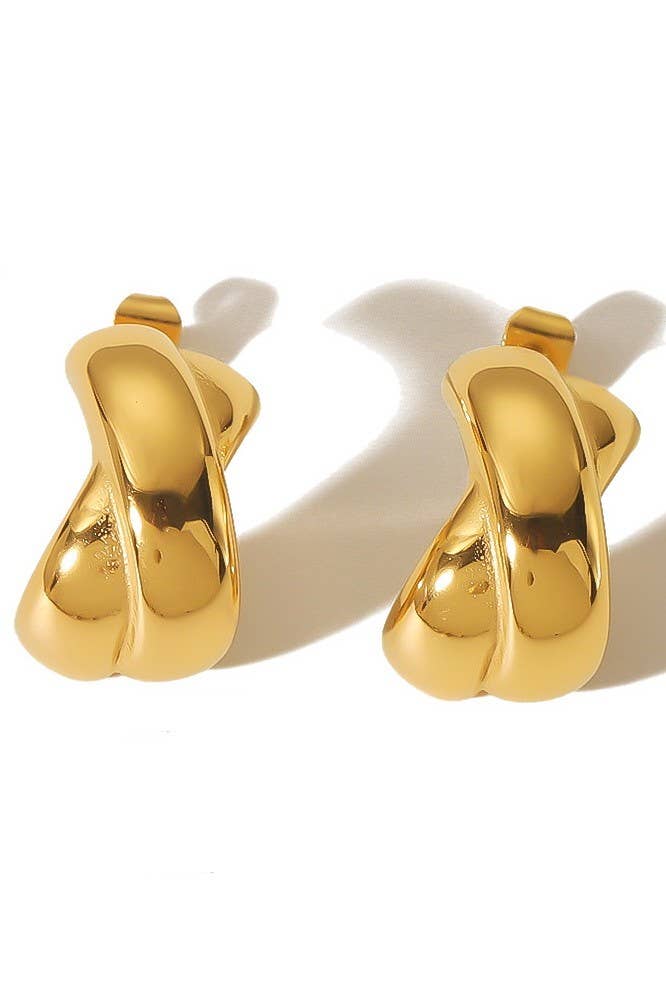 18K STAINLESS STEEL TARNISH FREE HUGGIE EARRINGS | 40E343-EA: GOLD