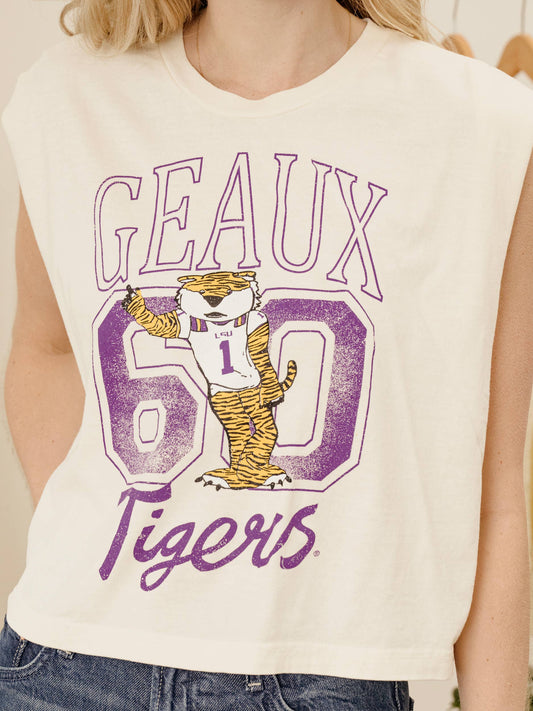 Geaux LSU Tigers Club Mascot Off White Tank