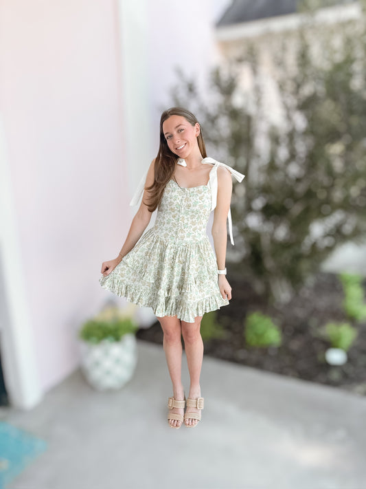 Lime Into Summer Tiered Mini Dress
