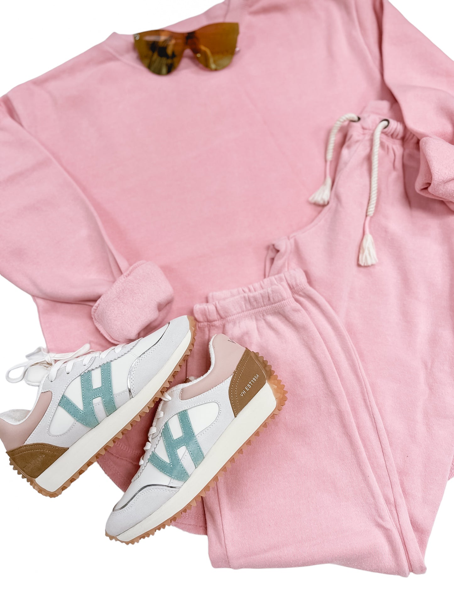 Blossom Pink Burnout Sweatpants with Wrap Cords