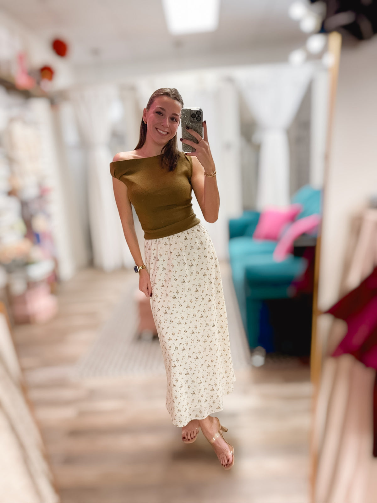 Vintage Ditsy Floral Maxi Skirt