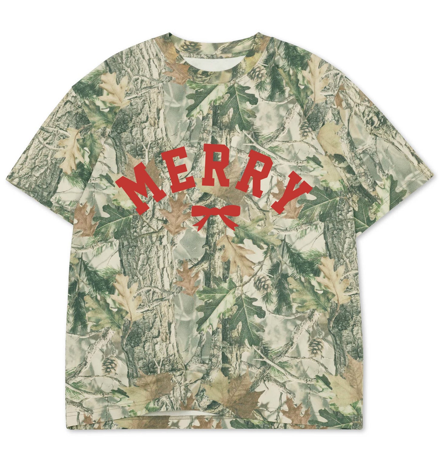 Merry Bow Holiday Christmas Camo Tee