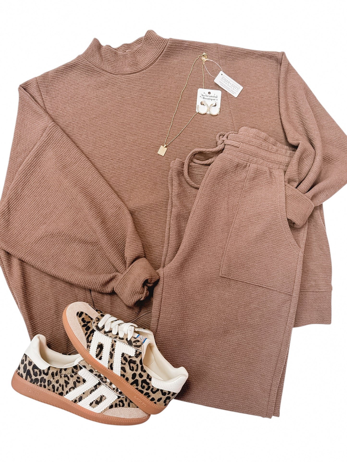 Brown Cloud 9 Mock Neck Long Sleeve Top