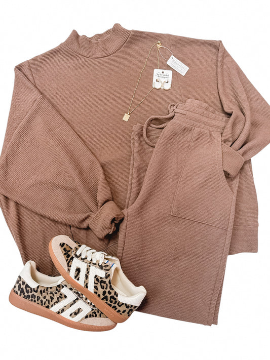 Brown Cloud 9 Mock Neck Long Sleeve Top