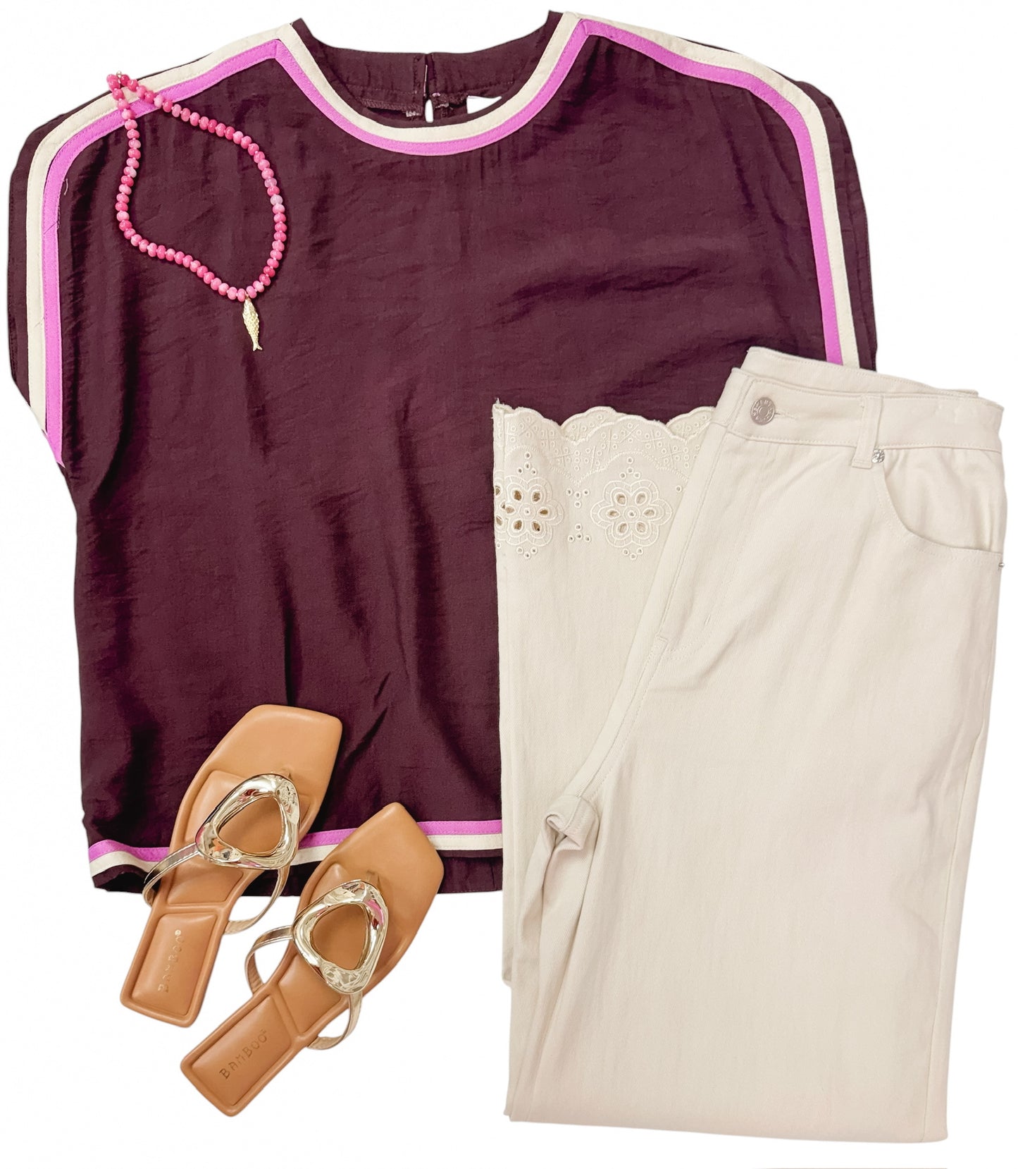 Rowan Chocolate Contrast Trim Top