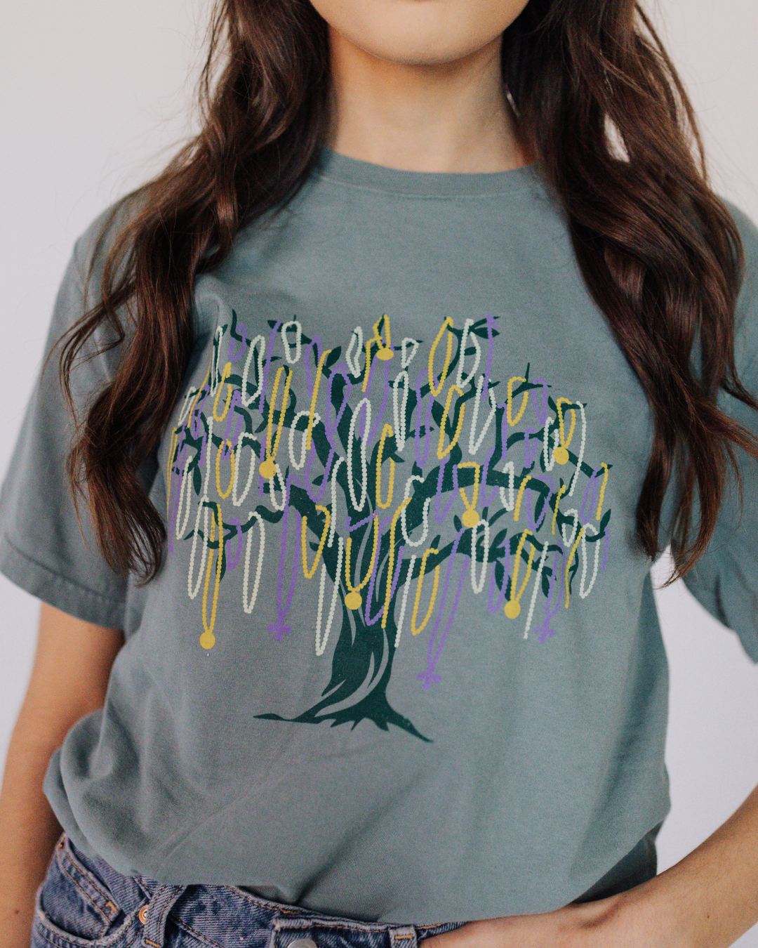 Mardi Gras Bead Tree Graphic Tee
