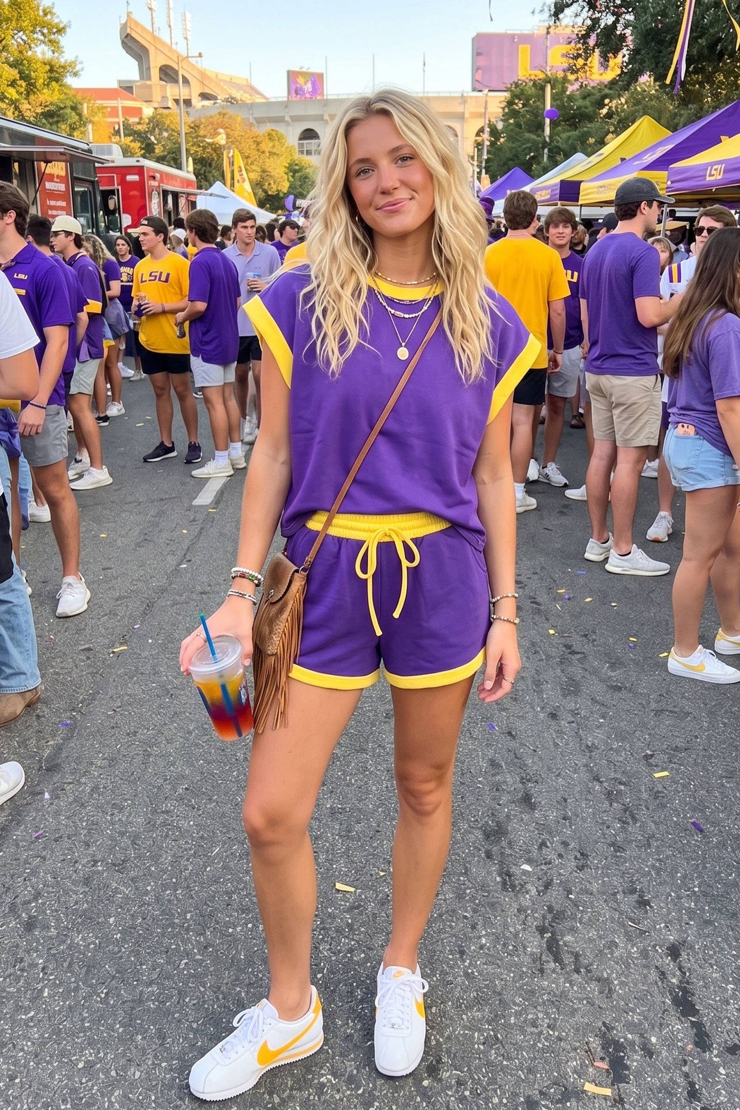 Purple and Gold Contrast Trim Gameday Set