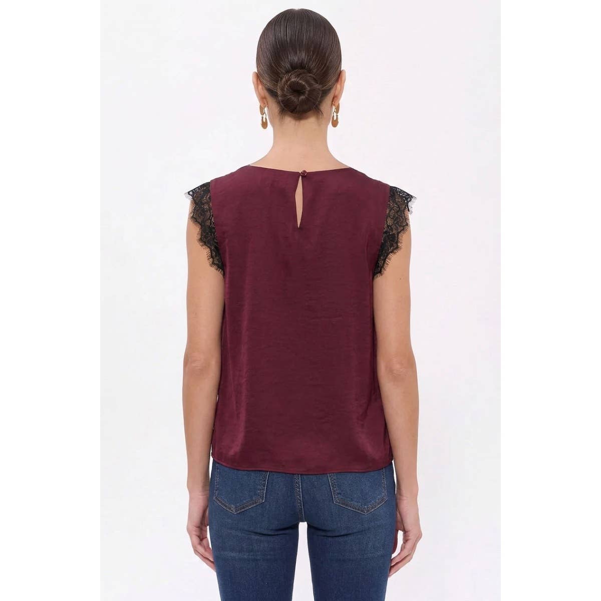 Chocolate & Lace Sleeveless Blouse