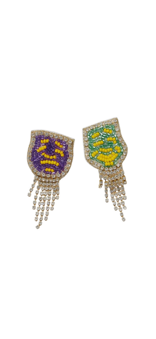 Mardi Gras Mask Rhinestone Earrings