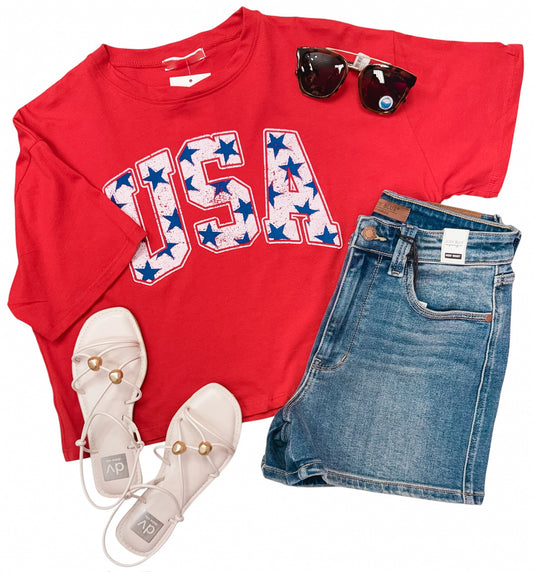 USA Graphic Star Crop Tee