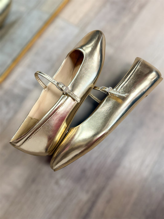 Kiana Gold Ballet Flats