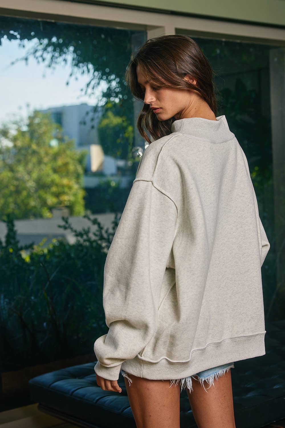 ‘FREEDOM/LEGACY' Print Reversible Mock Neck Sweatshirt