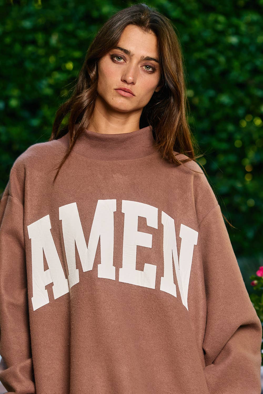 ‘WWJD & AMEN' Reversible Mock Neck Sweatshirt