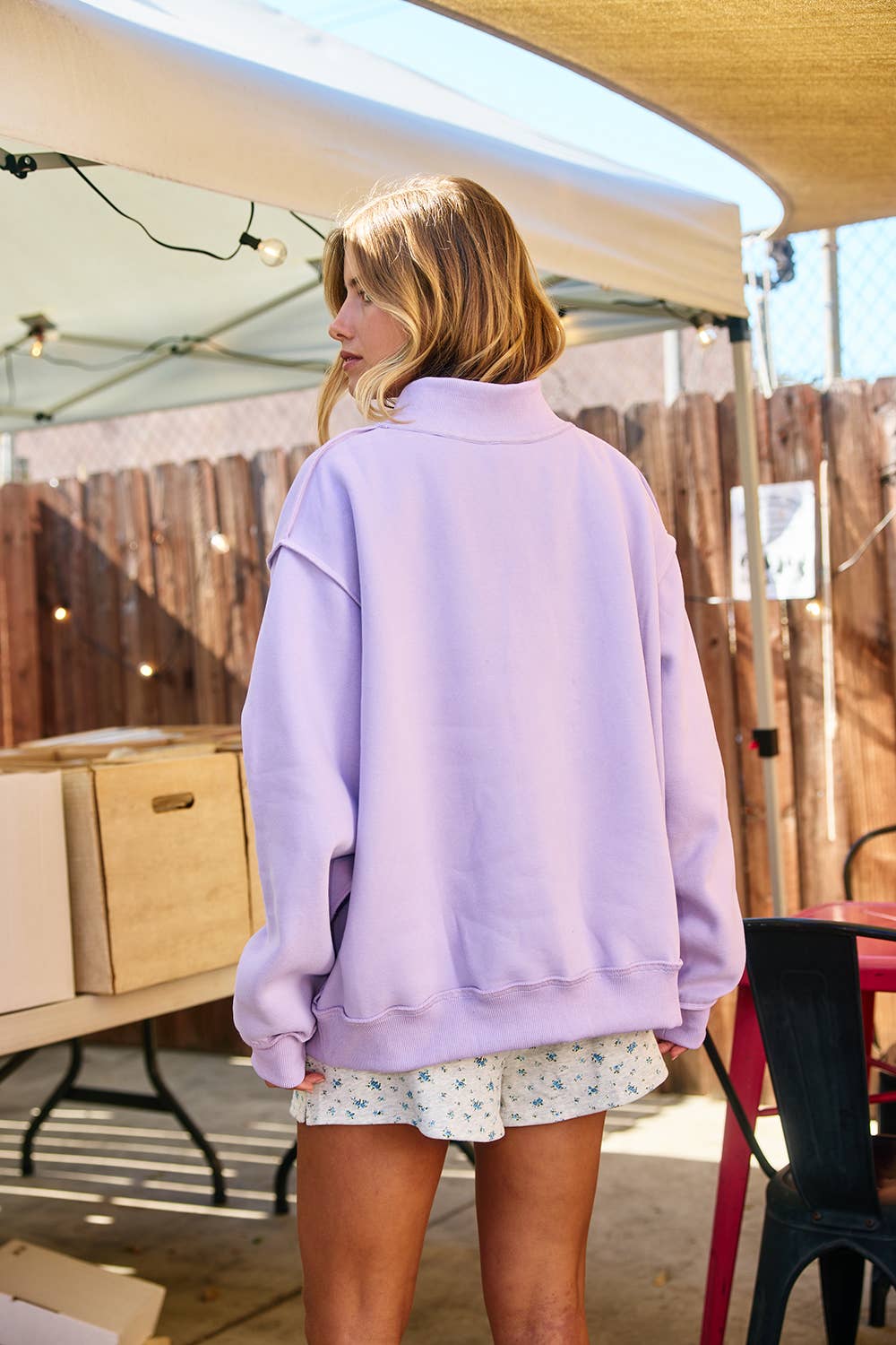 JESUS' Embroidered Mock Neck Sweatshirt Lavender