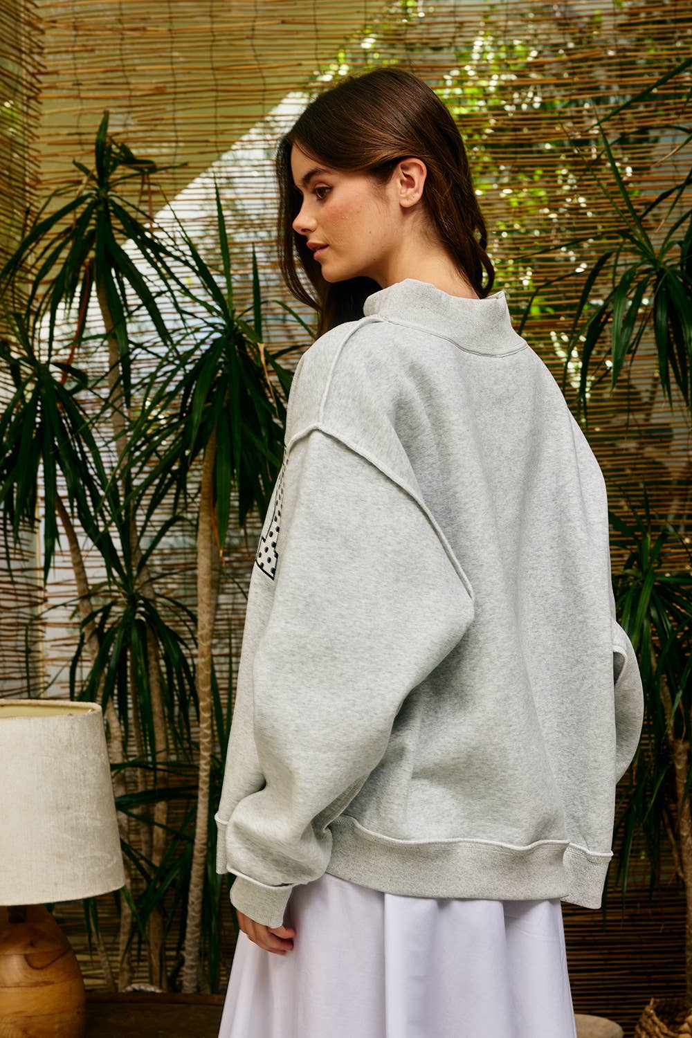 Pray Embroidered Heather Grey Mockneck