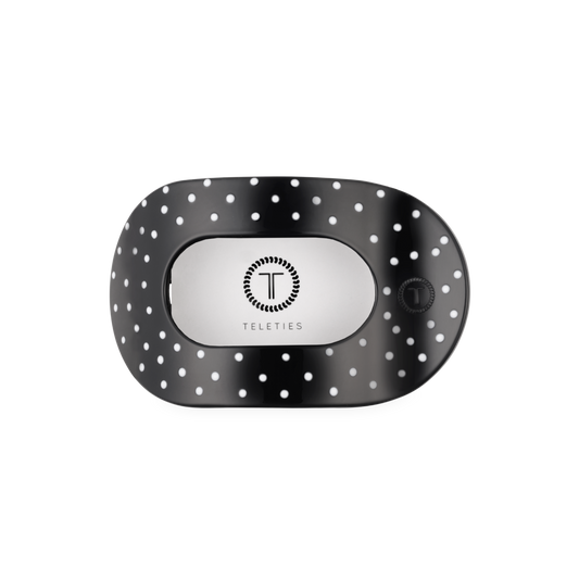 Black Polka Dot Party Medium Flat Round Hair Clip