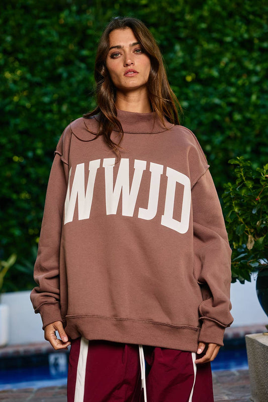 ‘WWJD & AMEN' Reversible Mock Neck Sweatshirt