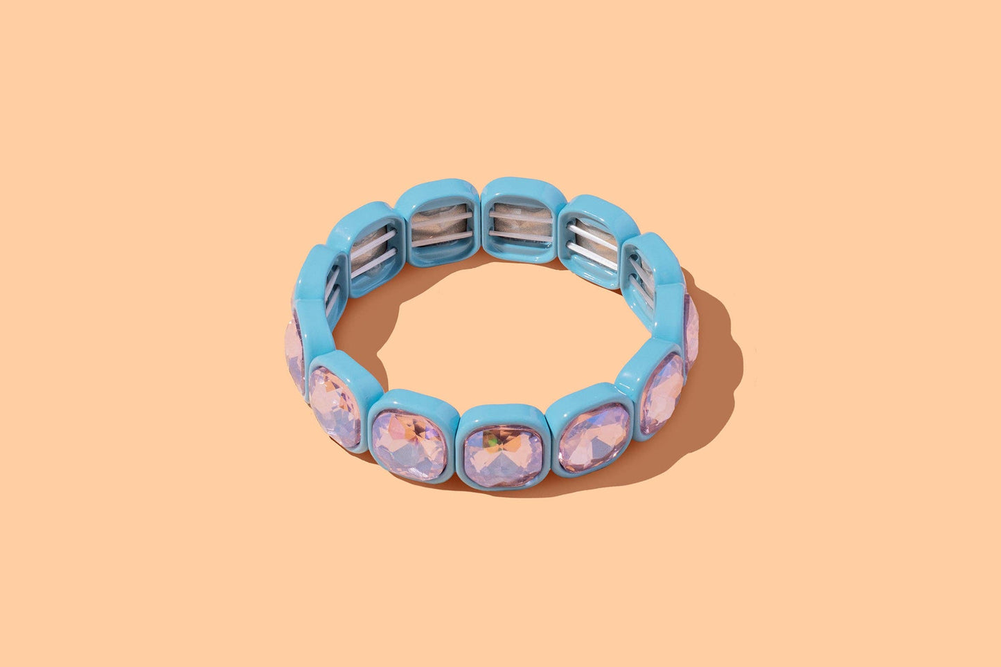 Enamel Stretch Bracelet - Rounded Gems - Elise - Multi Color