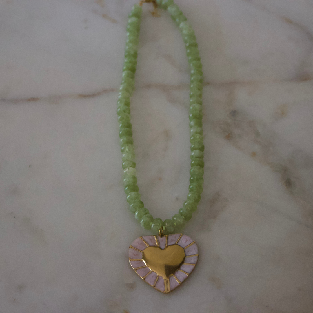 Olivia Heart Gemstone Necklace