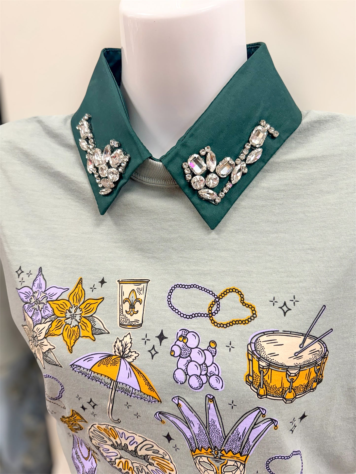 Finishing Touch Dark Green Rhinestone Collar